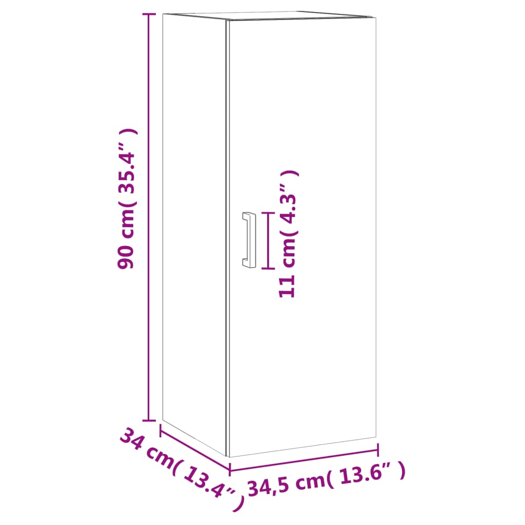 Wall Cabinet Concrete Grey 34.5 x 34 x 90 cm