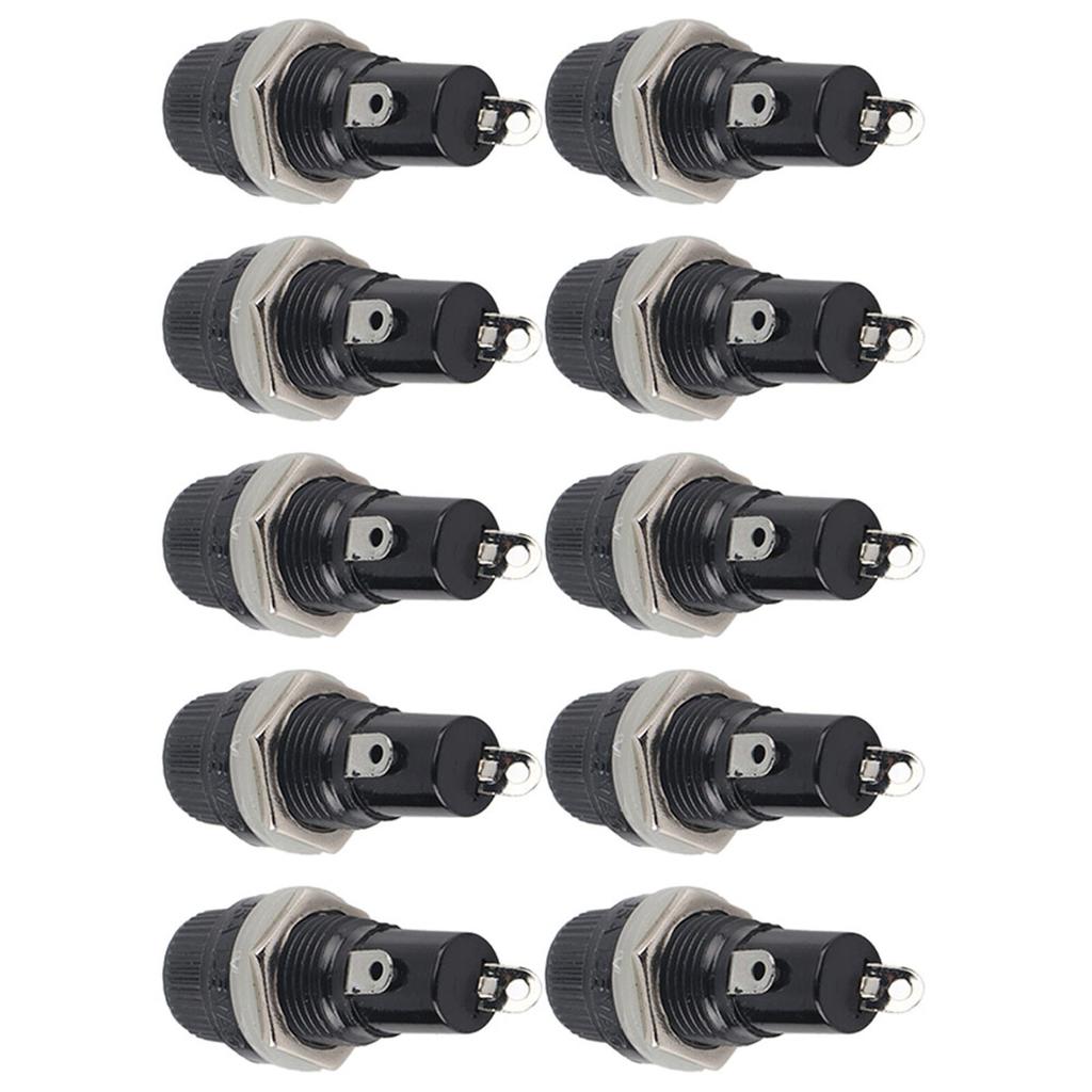 10pcs Panel Mount Screw Cap Fuse Holder Case for Radio Glass Tube Fuses 5 x 20mm