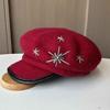 European and American Temperament Woolen Top Hat Hand-stitched Flower Star Anise Newsboy Hat Women's Autumn and Winter Knitted Bud Hat Tide