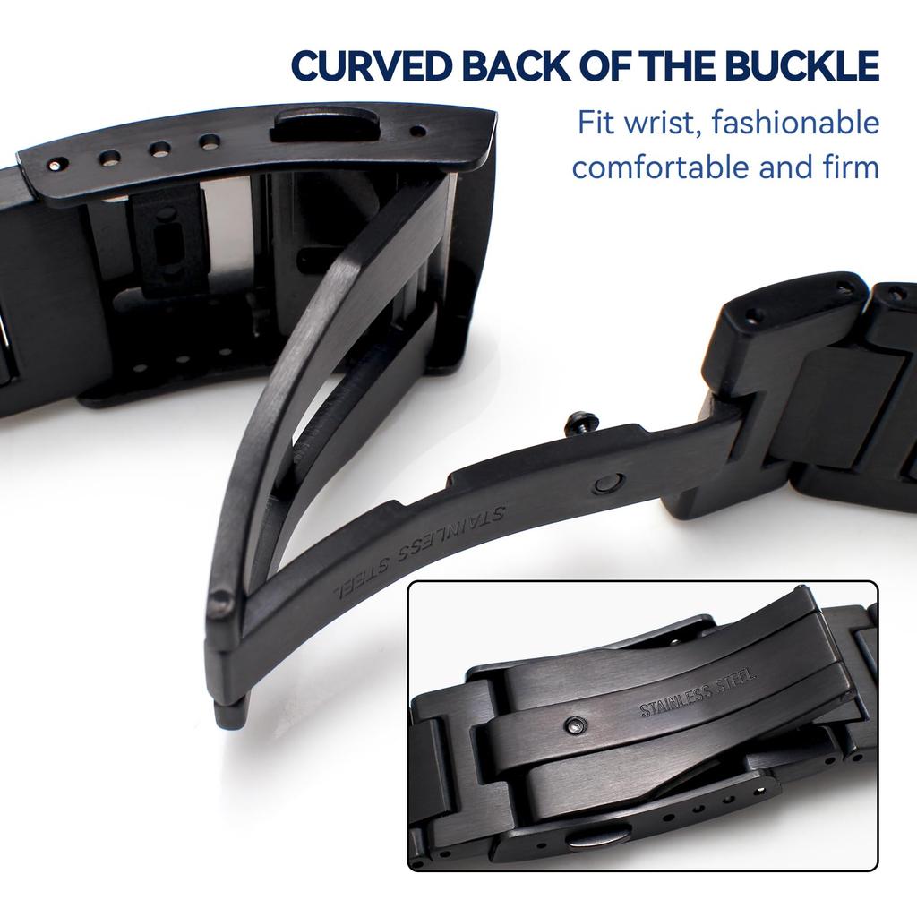Korlexchi Replacement Metal Watch Band for G-SHOCK MTG-B1000 316L Stainless Steel Bracelet Black