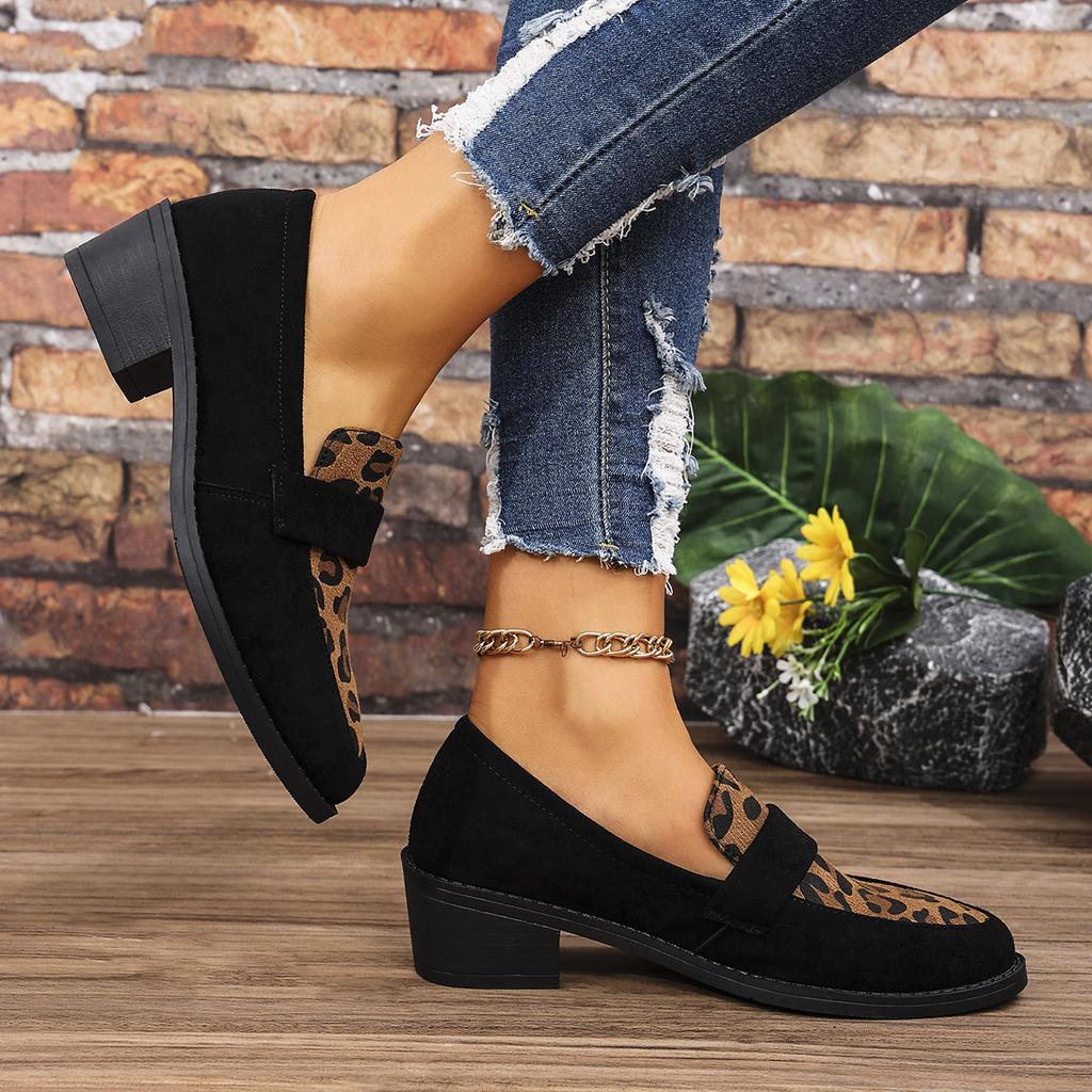 Large size single shoes leopard print fashion single shoes temperament versatile suede women's shoes
