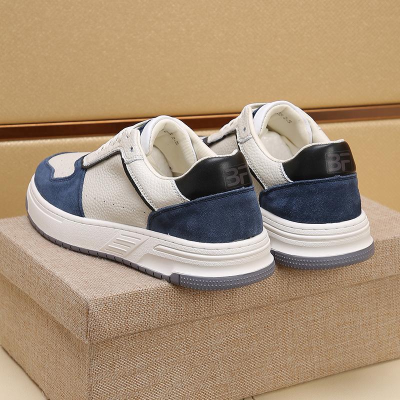 European station 2025 spring and autumn new casual board shoes men's leather breathable sports men's shoes fashion color matching lace-up trendy shoes