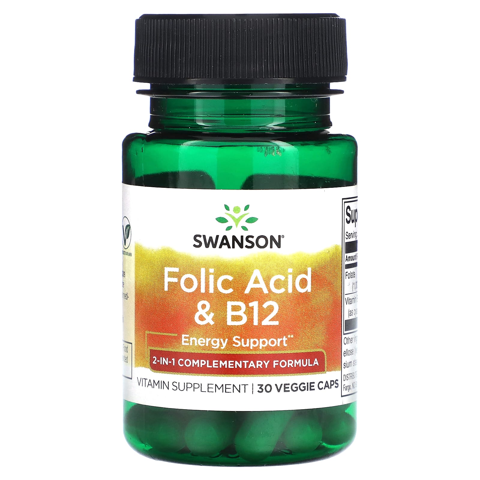 

Folic Acid & B12, 30 Veggie Capsules