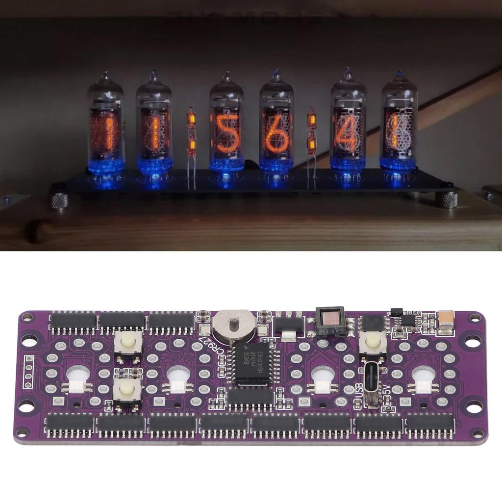 Nixie Tube Clock Circuit Board, Nixie Tube Clock Control Board, Multiple Backlit Colors, Nixie Tube Clock Module with 12 24 Hour Formats