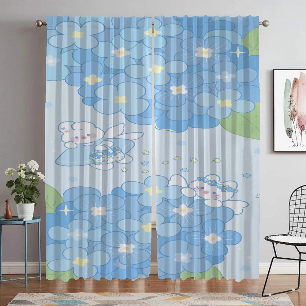 Cute Curtains for Living Room Curtain Halloween Decoration Anti-mosquito Curtains 2 Pieces Tulle for Bedroom Partition Shades