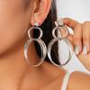 Metallic Multi-layer Geometric Round Cross Steel Pin Earrings Personalized Fashion Earrings