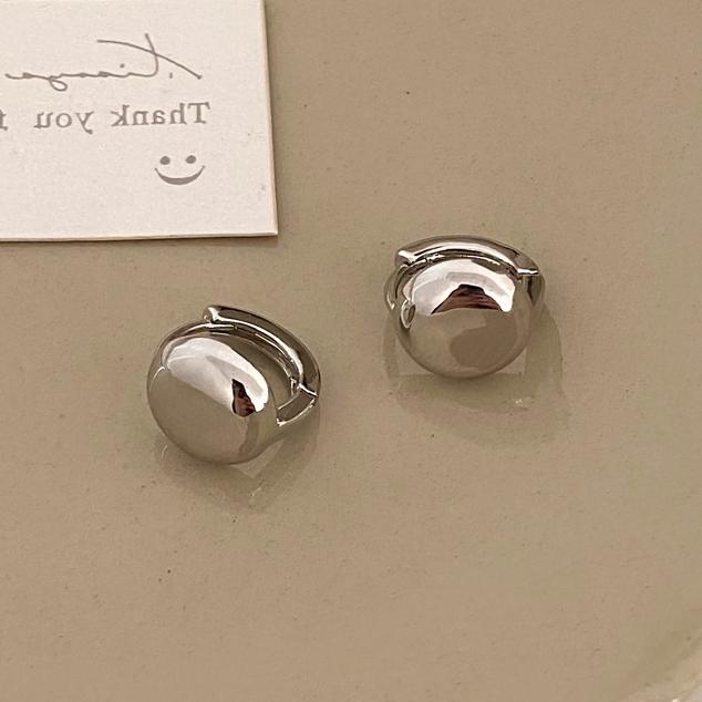 PONYKISS Sterling Silber Minimalistischer Runder Vintage Creolen Ohrring für Damen Leichter Luxus Feine Geometrische Accessoires