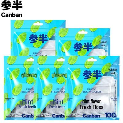 Cansen Mint Double-Headed Dental Floss Picks, 500 Count