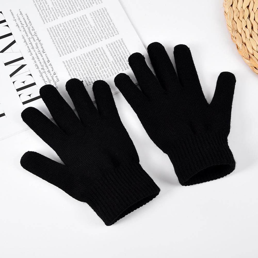 

Winter Black Thick Knitted Acrylic Cycling Gloves - Outdoor Warmth One Size