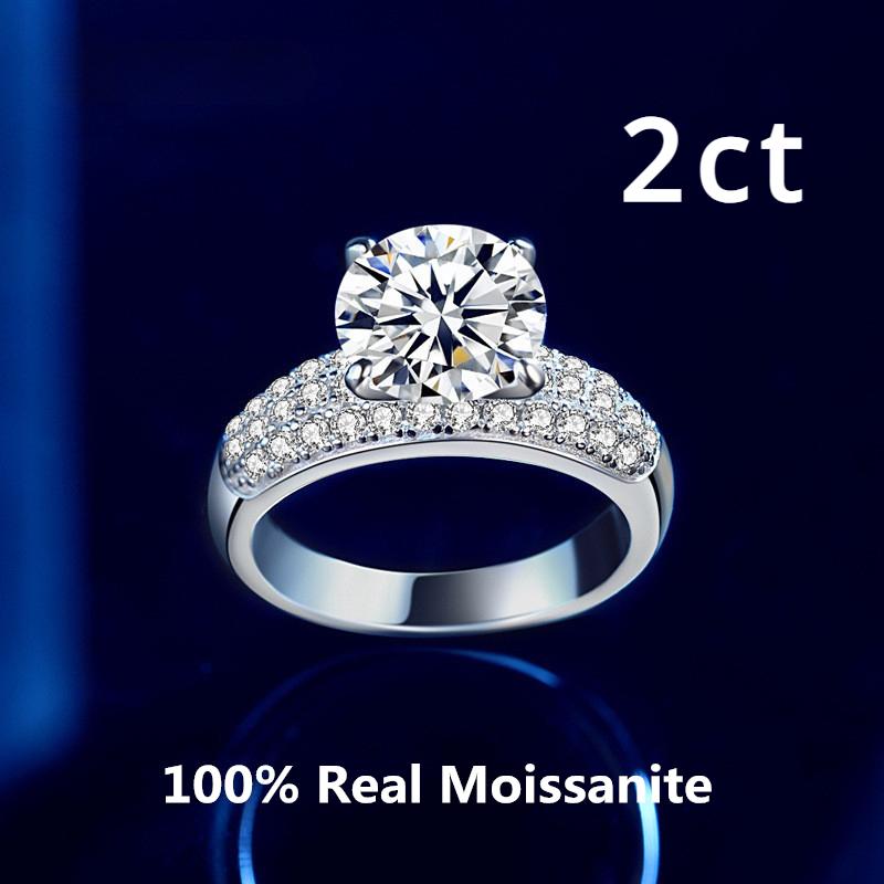 Labor Moissanite D Farbe 18K Weiß Gold 925 Sterling Silber Vier Krallen Ring High-End-Mode Hochzeit Braut Edelstein ringe
