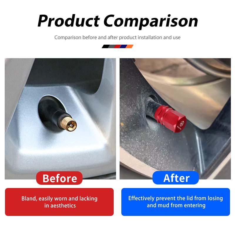 For Benz Car Logo Tire Valve Stem Caps Aluminum Alloy Wheel Dustproof Valve Stem Cover AMG Exclusive W204 W222 W205 W203 W213 PE3