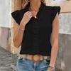 Damen Unifarben Rüschen Ärmel Bluse Elegant Lockerer Schnitt Bauchkontrolle Oberteil Frühling Sommer Außen Innen Kleidung