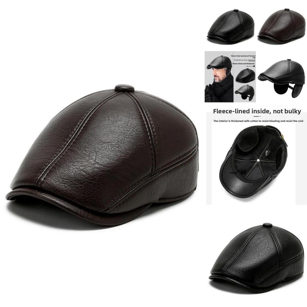 Thermal Hat For Elderly Men With Plush Lining And Ear Protection Design For Casual Wear
