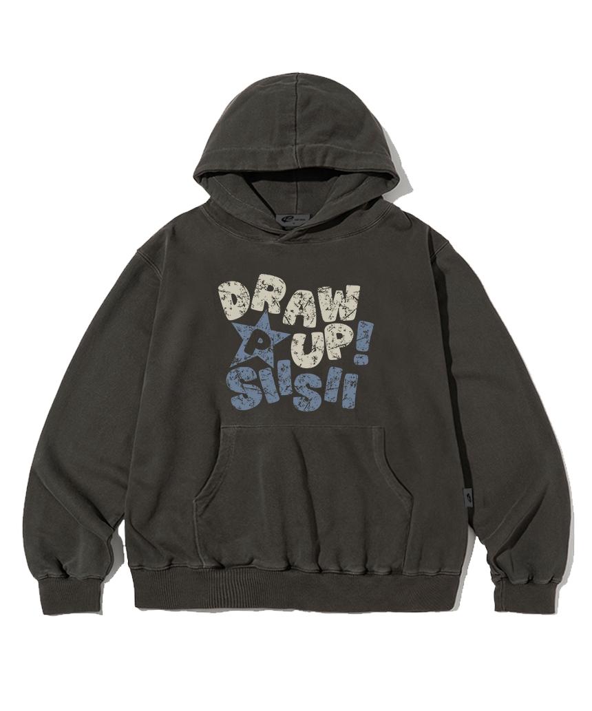 Page Cc Draw-Up Print Pigment Hoodie Charcoal M