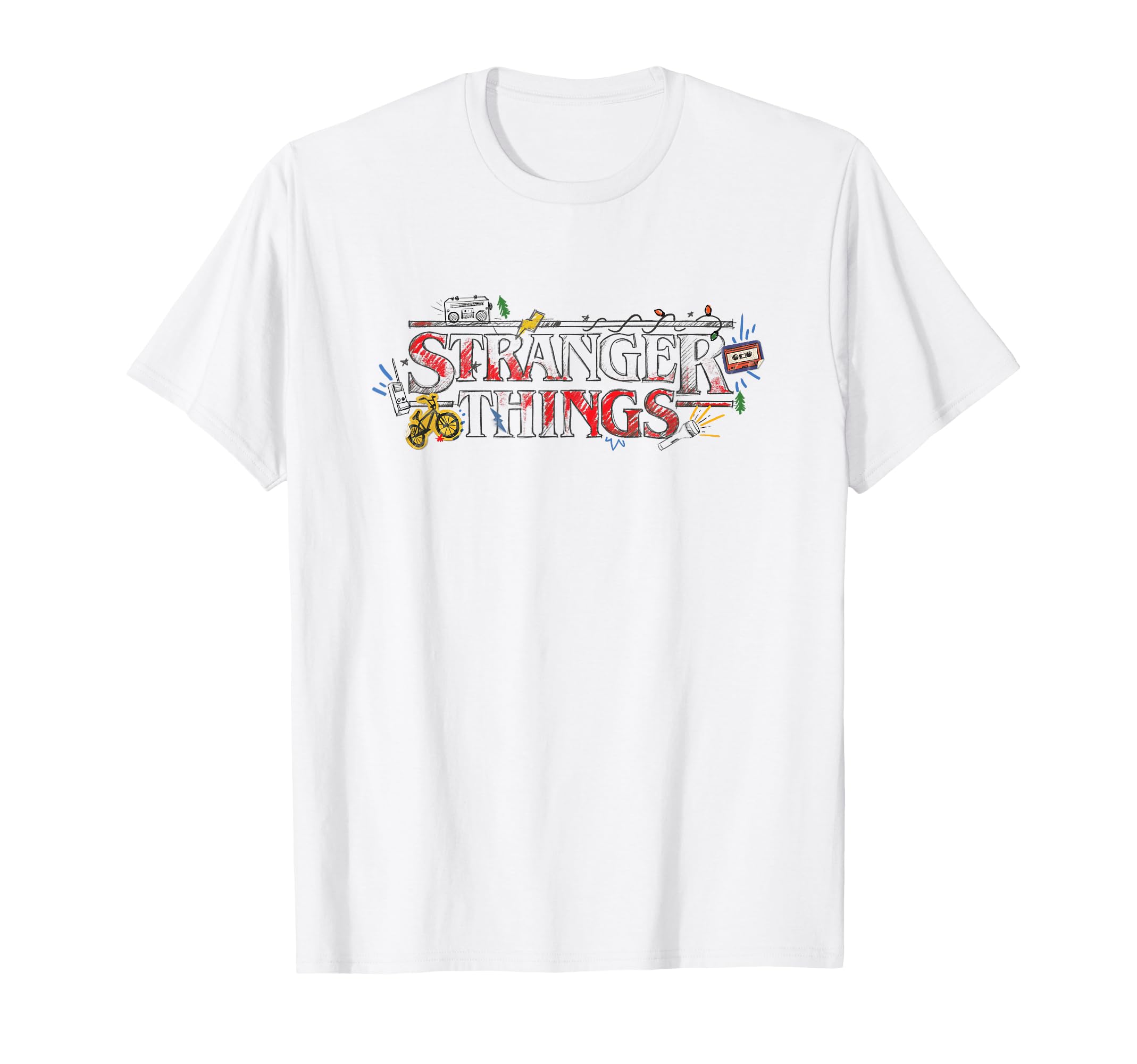 

Футболка с логотипом-дудлом из учебника на Рождество по сериалу «Очень странные дела» белый