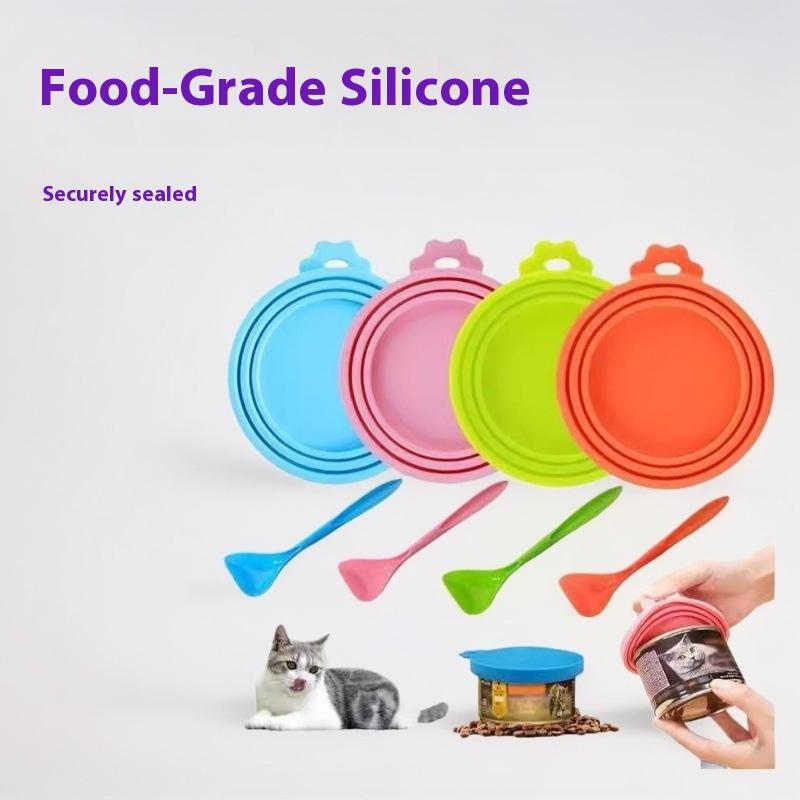 Silicone Canned Lid Sealed Spoon Feeders Food Can Lid For Puppy Dog Cat Storage Top Cap Reusable Cover Lid Pet Daily Supplies