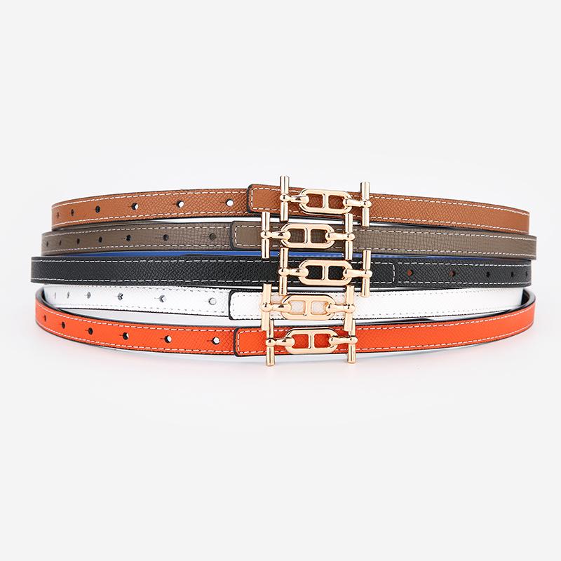 Women's Thin Double-Sided Leather Belt for Dress or Western Trousers - Elegant and Versatile Waist Decoration