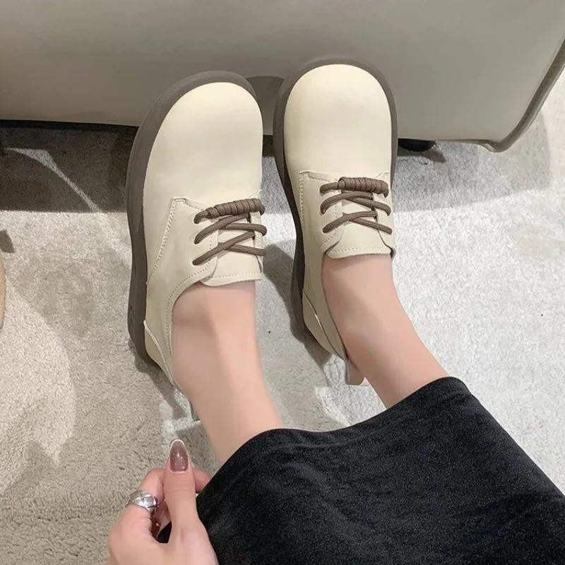Loafers Ladies Footwear With Straps Heel Single Moccasins Cute Low Price 2025 Trend Young Genuine Mark Y2k 39 Women's Flat Shoes