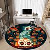 1pc Dia De Muertos, Cat Sugar Skull Office Round Area Rug,  Mat Suitable For Office, Under Office Chairs Bedroom Living Room Home Decor, Room Deco