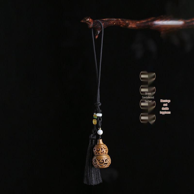 Sandalwood Luminous Stone Perfume Pendant – Hollow Gourd Car Ornament Bag Charm