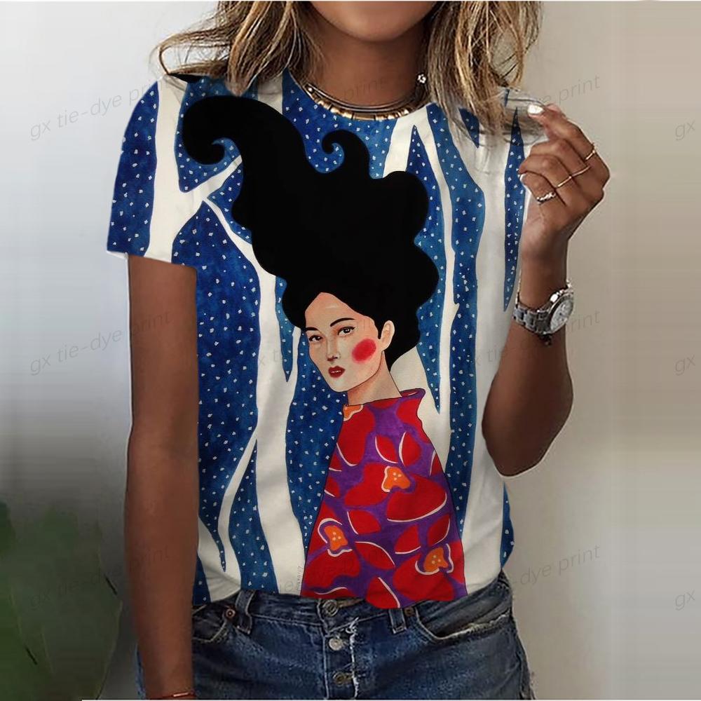 Tricou pentru femei Gâtul O Cu mânecă scurtă Topuri Îmbrăcăminte grafică pentru față Harajuku Îmbrăcăminte de stradă pentru fete Îmbrăcăminte de vară Tricouri pentru femei