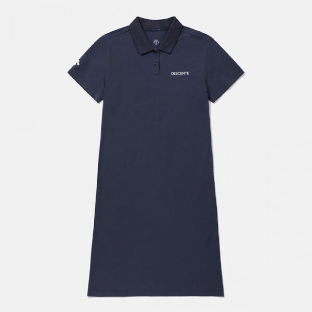 

DeScent Short Sleeve Tee Cqk Sq122uop31 Navy Women S Tough Slim Fit Polo dreSS 85