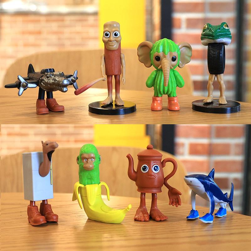 8-12Pcs Italian Brainrot Anime Action Figure Set Tung Tung Sahur Tralalero Tralala Bombardino Crocodilo Figures Model Toy Gifts