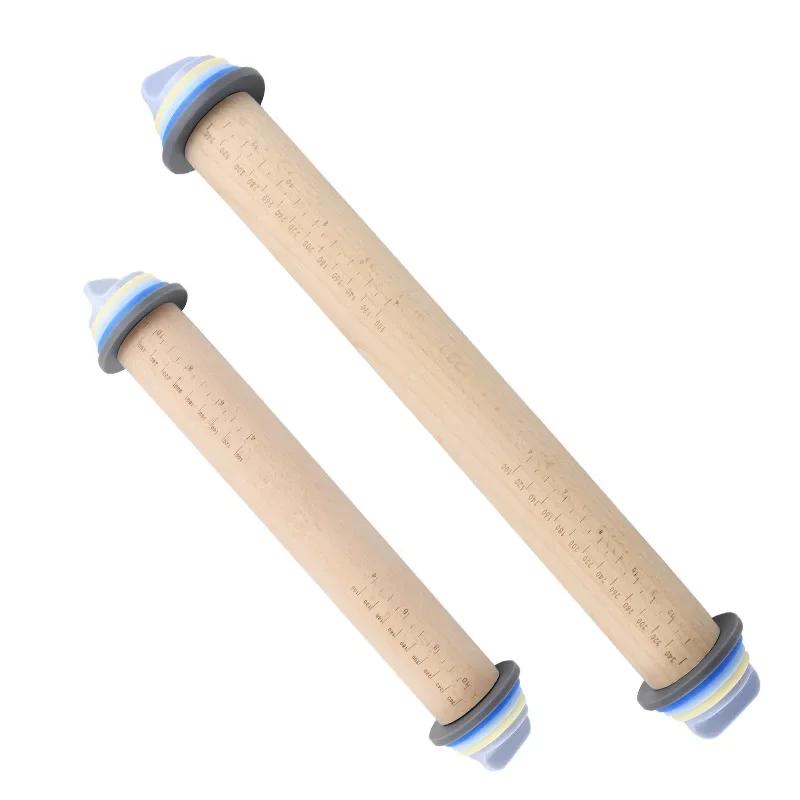 Adjustable Christmas Rolling Pin Kitchen Baking Tool Wooden Rolling Pin With Scaled Flour Pastry Cookies Dough Roller