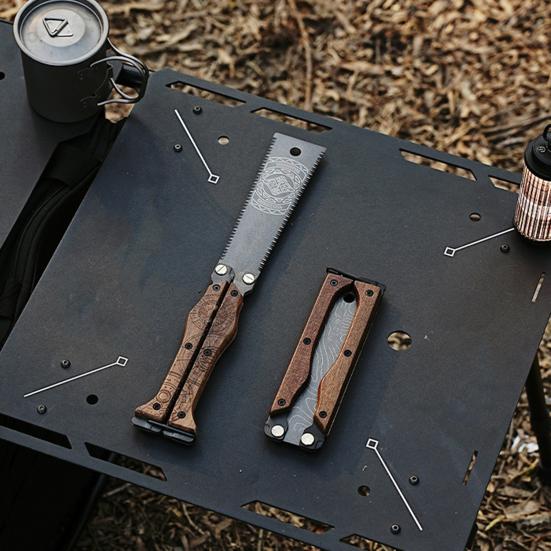 Folding Hand Saw with Wooden Handle Sharp Blade Double-Sided Teeth Portable Lightweight