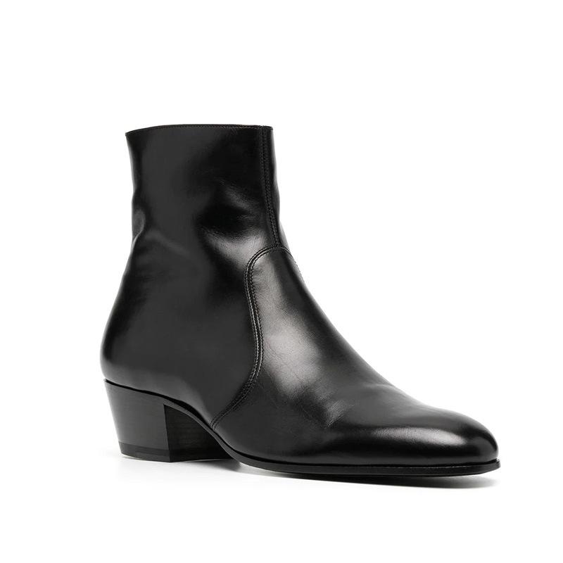 Men's Genuine Leather Chelsea Boots - Summer British Style with Zipper