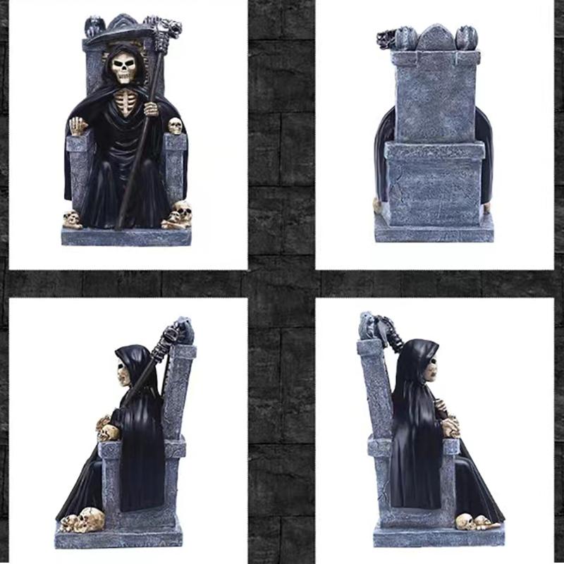 Socha hlavy lebky smrti Řezba Horor Domácí Stolní Dekorativní Řemeslo Lidská Pryskyřice Kostra Socha Halloweenské Ozdoby Dárek