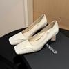 Niche fashion simple temperament high heels 2025 autumn new square head thick heel shallow mouth one pedal popular single shoes