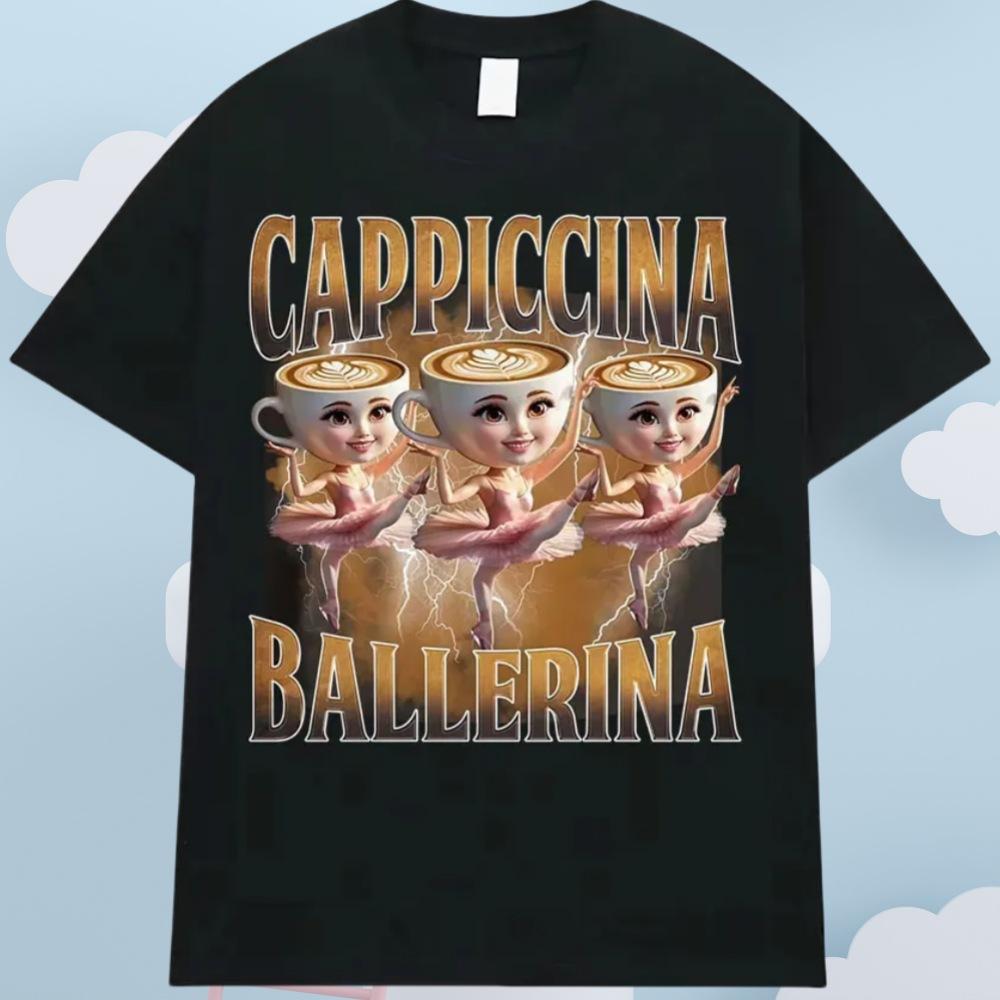Cappuccina Ballerina Funnu Italian Brainrot Meme T Shirt Women Clothing Fashion Trending T Shirts Casual T-shirt