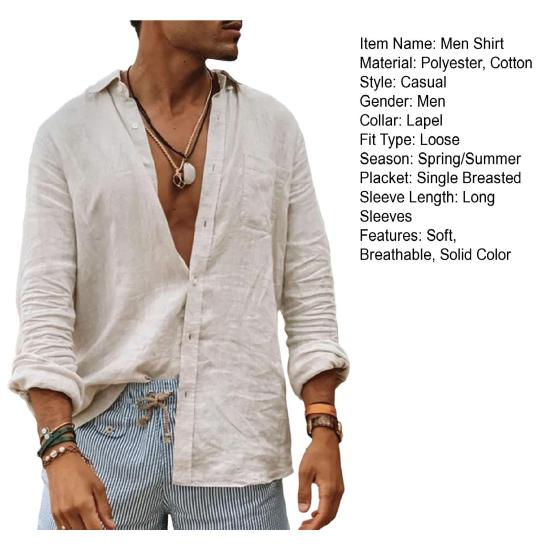 Camicia da Uomo Extra Morbida Tinta Unita Colletto alla Coreana Monopetto Traspirante Elegante Cotone Assorbimento del Sudore Revers T-shirt da Uomo Top Basic per Uomo