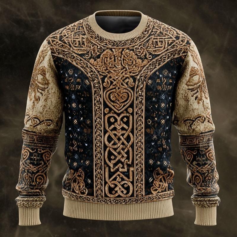 Men's Tree Of Life Pullover Sweater Jumper Knitwear Crewneck Retro Casual Vacation Daily 3D Print Long Sleeve Spring Fall Winter