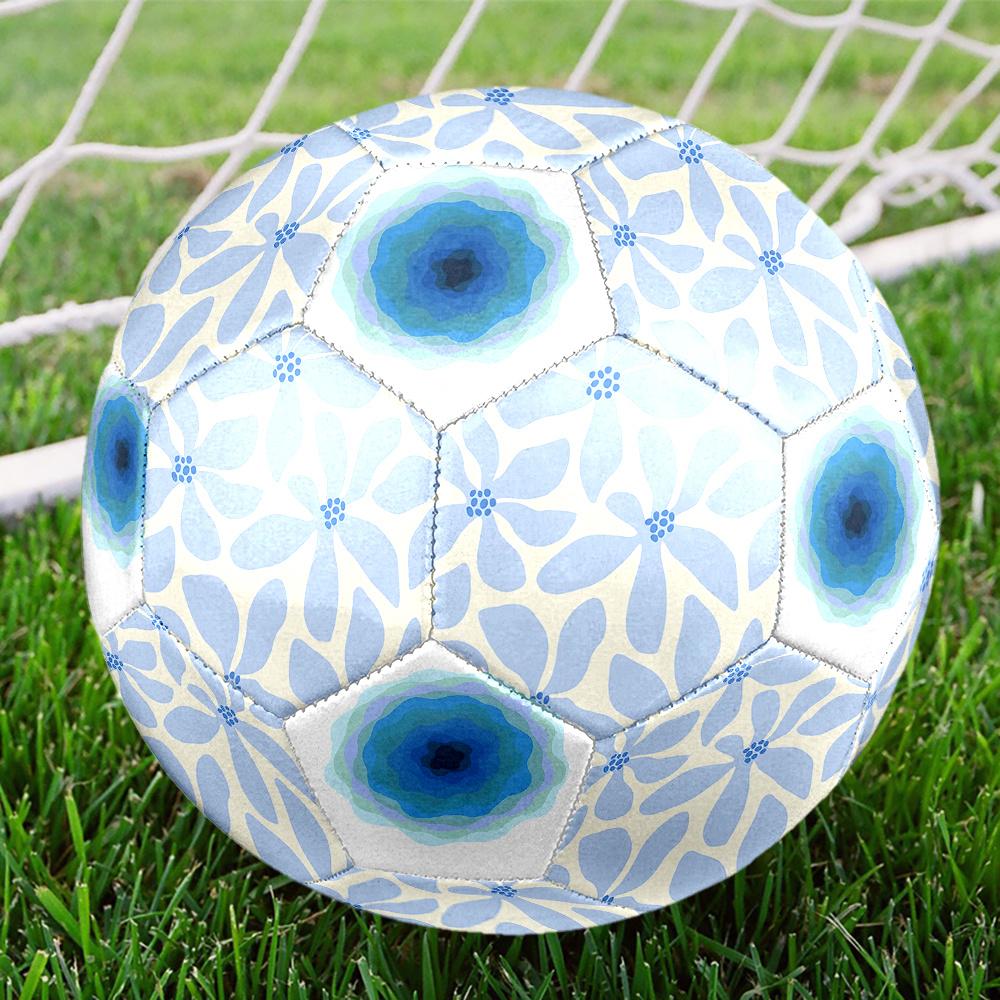 1PC Blue Floral Bloom Soccer Ball Size 5 Football Machine Sewn Indoor/Outdoor Universal Football A38 Size 5