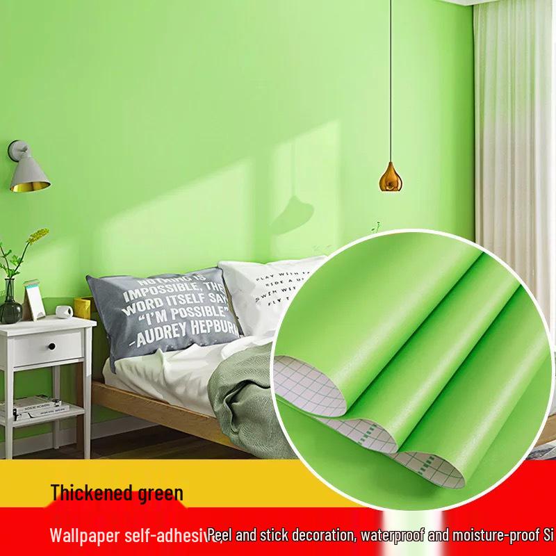 Self-Adhesive Waterproof PVC Wall Mural - Solid Color, Thickened Wallpaper/Sticker for Dorms (White/Black)