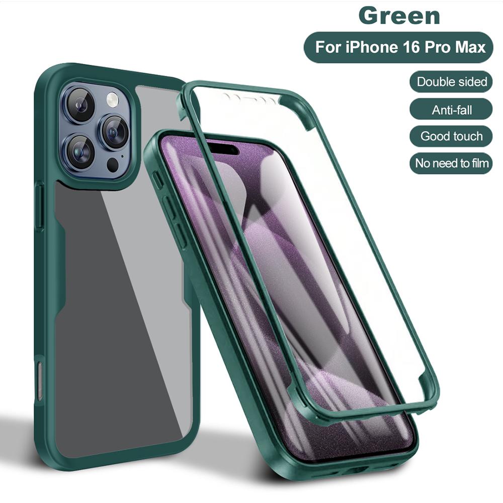 360 Clear Shockproof Case For iPhone 16 Pro Max Screen Back Transparent Cover Full Protection For iPhone 16 Plus 16Pro Max Cases