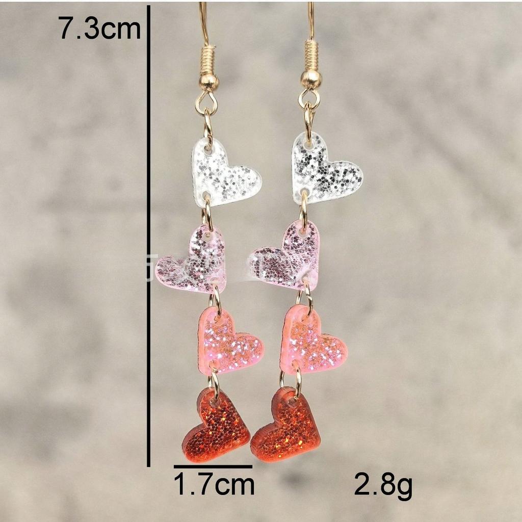 1 Pair Of Heart-Shaped Sweet Pendant Earrings, Valentine'S Day Style Simple And Cute Temperament Ear Accessories