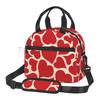 Love Hearts Pattern Insulated Lunch Bag Leakproof Cooler Thermal Bento Tote Bag Red Love Heart Lunch Box for Work Picnic Beach