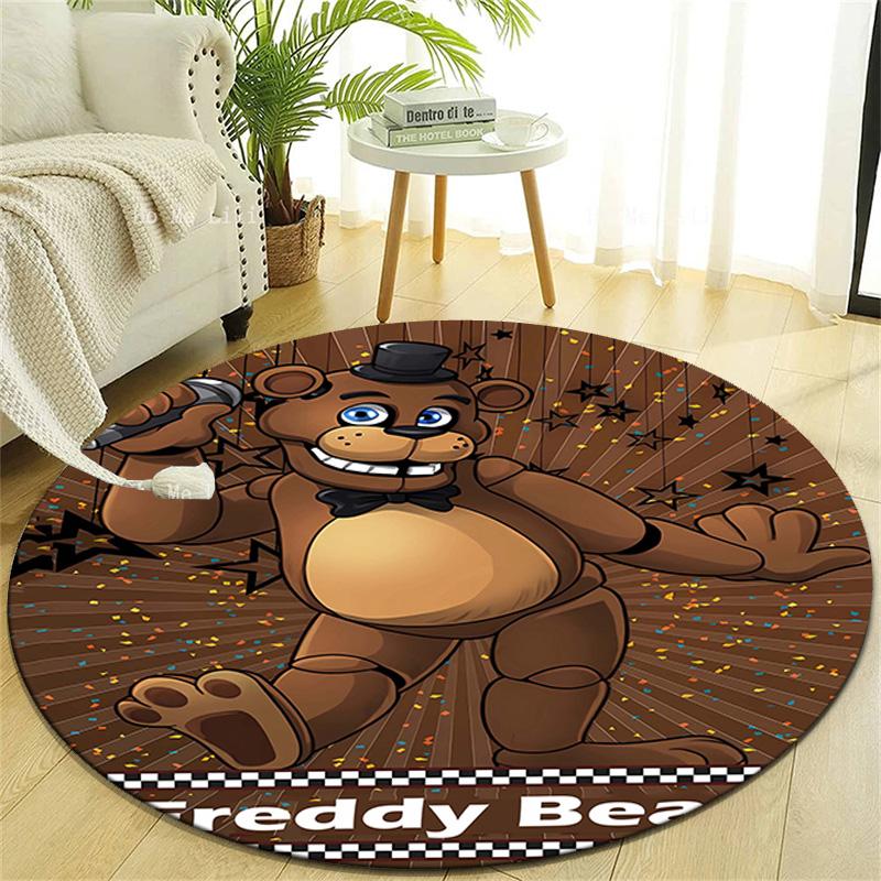1pc Freddy bear1 Design Printed Area Round Carpet for Bedroom Living Room Home Decor Rugs Mat Non Slip Mat Rug for Bedside