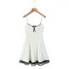 Women's Korean Style Lace Patchwork Polka Dot Sleeveless Camisole Dress – Waist-Cinched, Sexy French Short Skirt for Summer