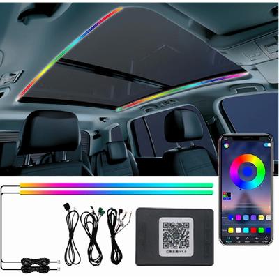 2 Adet 110cm Sunroof LED Şerit Senfoni Ambiyans Işığı RGB Evrensel Araba Tavanı İç Tavan Penceresi Atmosfer Akrilik Fiber Optik Lamba