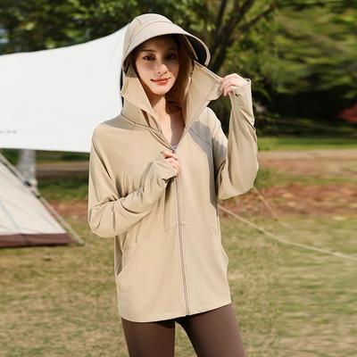 Ice Silk Sunscreen Clothing for Women's Summer New Loose Outdoor UV Protection Breathable Face Covering Integrated Sunscreen Clothing Jacket