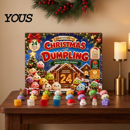 Squeeze Dumplings Toys for Christmas Countdown Advent Calendar with 24Pcs Dumplings, Soft Sensory Fidget Holiday Gift 24 Surprise Boxes