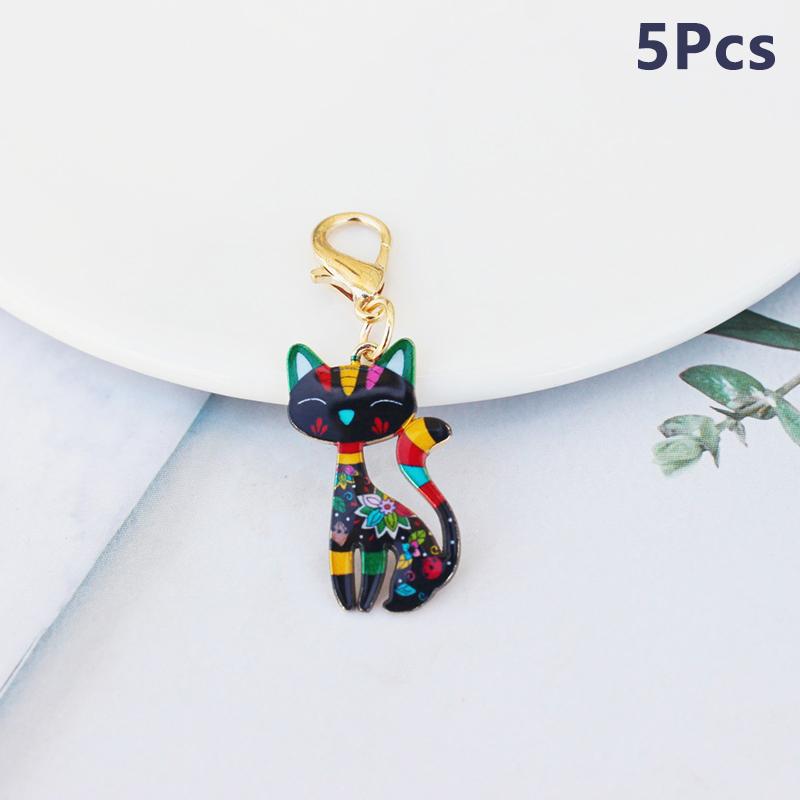 5/8Pcs Cartoon Novelty Fox Cat Keychain Cute Fashion Animal Pendant Keychain Creative Backpack Decoration Accessories Gifts