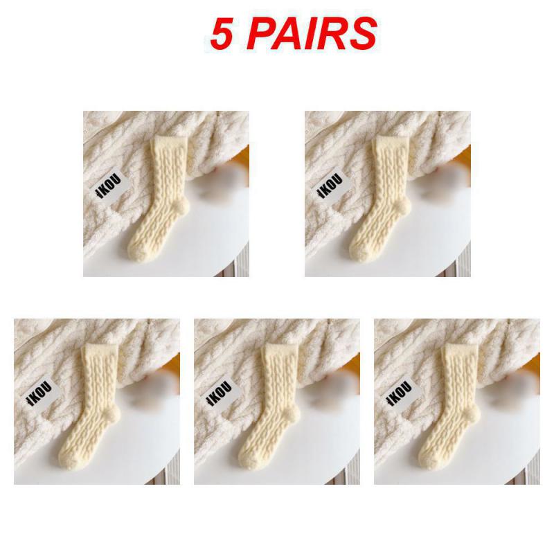 1/3/5PAIRS Winter Socks Thicken Wear-resistant -calf Socks Anti-slip Long Cotton Socks Coral Fleece Soft Cotton Socks
