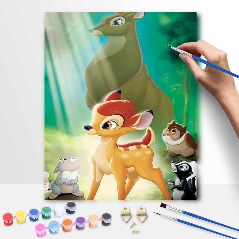 Disney Oil Painting Kit Painting Bambi Forest Friends Home Bedroom Wall Decor Gift 20x30cm
