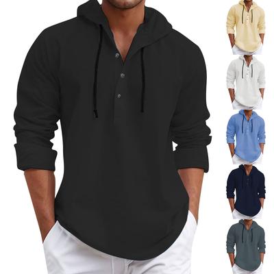 Designer Spring Summer Men's Casual Cotton Linen Solid Color Long Sleeve Shirts Loose Shirts