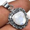 Pretty Rainbow Moonstone 925 Silver Plated Pendant 1.3" Modern Gifts Trendy I2Y92